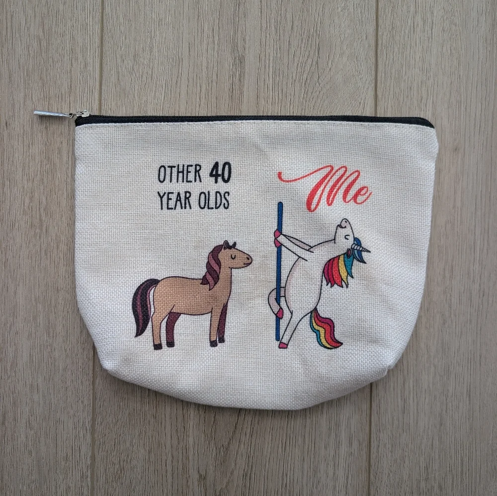 40th Birthday Gift. Fun Unicorn and Horse Pouch.
